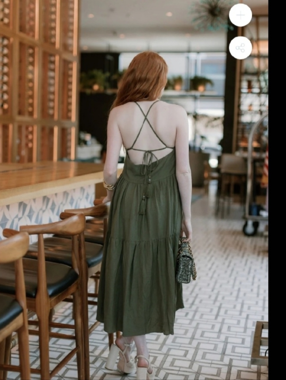 NEW THE SHIRT Rochelle Behrens Tuckernuck Leora Dress in Olive Midi Ramie Beach - Picture 2 of 16